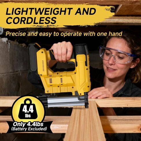 2-in-1 Cordless 18GA Nail Gun & Staple Gun Compatible with Dewalt 20V Max Battery (No Battery), Brad Nailer & Stapler Battery Powered with 1000 Nails/Staples for DIY, Woodworking (Yellow) in Saudi Arabia