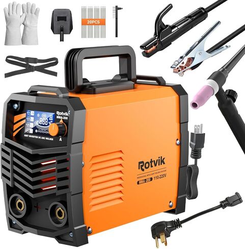 200Amp Stick Welder-Large LED Display, 110V/220V Dual Voltage Portable MMA Welder Machine with Hot Start, Arc force and Anti-Stick, Lift TIG Torch & 220V Adapter, 20PCS Rods Stick Welder in Saudi Arabia