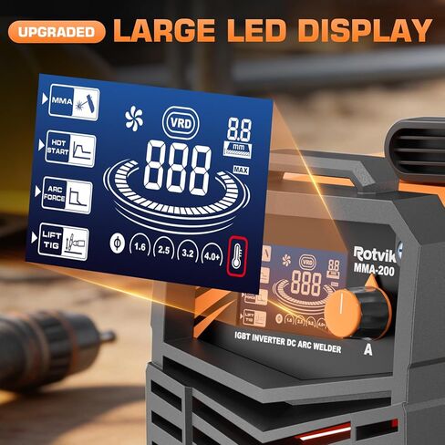 200Amp Stick Welder-Large LED Display, 110V/220V Dual Voltage Portable MMA Welder Machine with Hot Start, Arc force and Anti-Stick, Lift TIG Torch & 220V Adapter, 20PCS Rods Stick Welder in Saudi Arabia