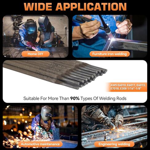 200Amp Stick Welder-Large LED Display, 110V/220V Dual Voltage Portable MMA Welder Machine with Hot Start, Arc force and Anti-Stick, Lift TIG Torch & 220V Adapter, 20PCS Rods Stick Welder in Saudi Arabia