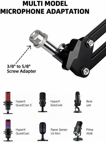 Quadcast Boom Arm - حامل ميكروفون للألعاب شديد التحمل وقابل للتعديل متوافق مع Blue Yeti HyperX QuadCast SoloCast Fifine AM8 ومعظم الميكروفونات من TIKmobre in Kuwait