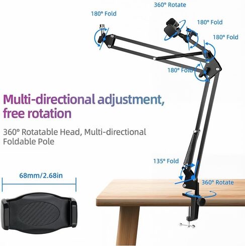 Quadcast Boom Arm - حامل ميكروفون للألعاب شديد التحمل وقابل للتعديل متوافق مع Blue Yeti HyperX QuadCast SoloCast Fifine AM8 ومعظم الميكروفونات من TIKmobre in Kuwait