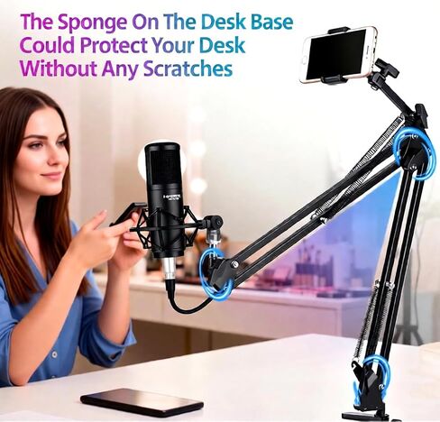 Quadcast Boom Arm - حامل ميكروفون للألعاب شديد التحمل وقابل للتعديل متوافق مع Blue Yeti HyperX QuadCast SoloCast Fifine AM8 ومعظم الميكروفونات من TIKmobre in Kuwait