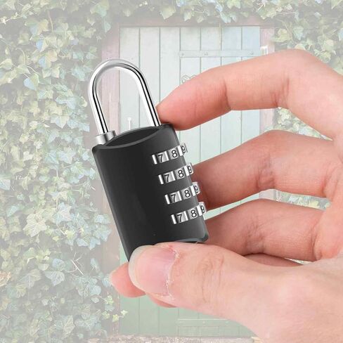 قفل مركب، قفل مكون من 4 أرقام عالي التحمل، أقفال أمتعة سفر خارجية مقاومة للماء من سبيكة معدنية للخزانة، خزانة رياضية، سياج، صندوق أدوات، بوابة، حقيبة، تخزين بمشبك - أسود in Saudi Arabia