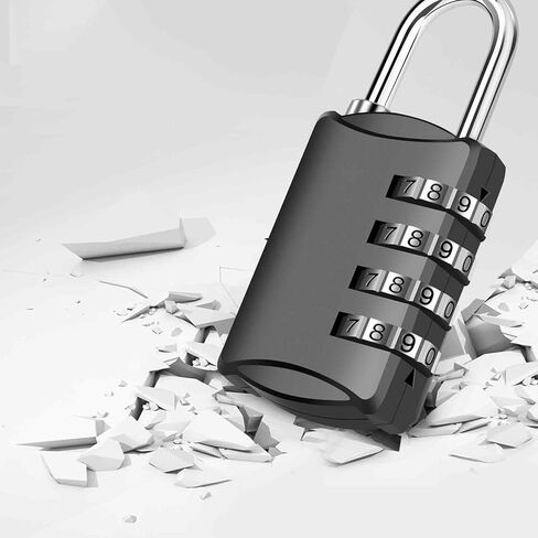 قفل مركب، قفل مكون من 4 أرقام عالي التحمل، أقفال أمتعة سفر خارجية مقاومة للماء من سبيكة معدنية للخزانة، خزانة رياضية، سياج، صندوق أدوات، بوابة، حقيبة، تخزين بمشبك - أسود in Saudi Arabia