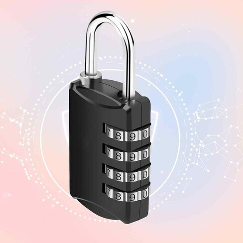 قفل مركب، قفل مكون من 4 أرقام عالي التحمل، أقفال أمتعة سفر خارجية مقاومة للماء من سبيكة معدنية للخزانة، خزانة رياضية، سياج، صندوق أدوات، بوابة، حقيبة، تخزين بمشبك - أسود in Saudi Arabia