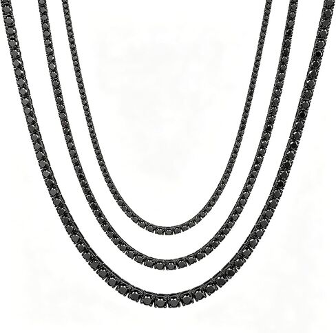 4mm-5mm Black Moissanite Tennis Necklace 316L Stainless Steel With 18k Black Gold Plated Moissanite Chain for Men Husband Women Handmade Gifts Anniversary Birthday in Saudi Arabia