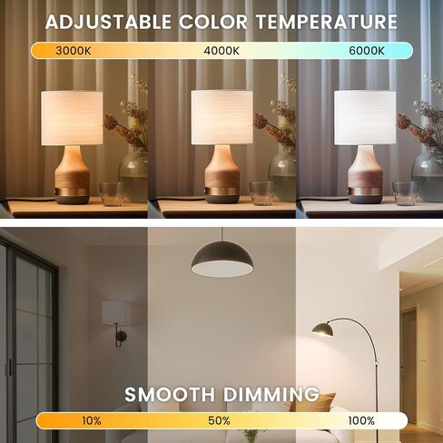 E26 LED Light Bulbs with Remote Control, 9W LED Bulbs 60W Equivalent, 3000K-6000K Stepless Dimmable, E26 Base, Remote Control Light Bulbs with Timing, Memory Function, for Home Decor, 2Bulb & 1Remote in Saudi Arabia