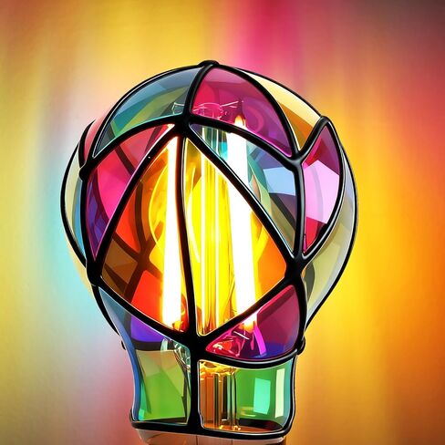KINDEEP Stained Glass Light Bulb: Colorful Mosaic Light Bulbs, A19 Rainbow Painted E26 Edison Bulbs 40 Watt, Decorative Colored Light Bulbs for Christmas, Bedroom, Front Porch, 2 Pack in Kuwait