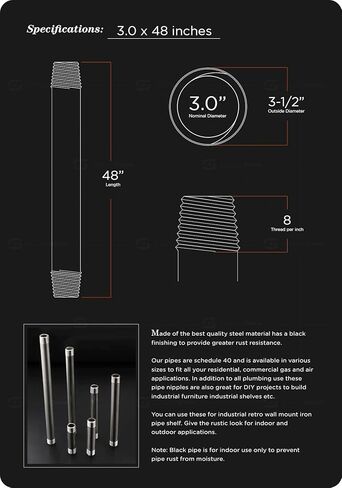 توريد إمدادات Everflow العملاقة PCBL3048 48 "أنابيب فولاذية سوداء طويلة مقطوعة مسبقًا بقطر حجم اسمي 3" in Kuwait