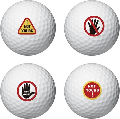 PLIGREAT 4 Sheets Golf Ball Marker Stickers Creative Warning Pattern Golf Ball Marking Decals for Identify Golfer Balls 64 Pcs Customise Markers Golfer Gift Golfing Accessories in Saudi Arabia