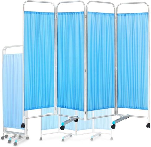 Room Divider Screens - 4-Panel Indoor Temporary Room Partition Fencing with Wheels, Medical Privacy Screen Portable, Stainless Steel Frame Privacy Screen, for Hospital/Cl in Saudi Arabia