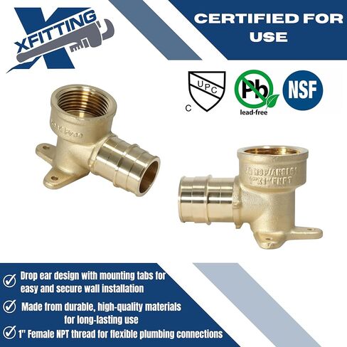 2 Pcs XFITTING 1 Inch Pex A x 1 Inch Female NPT Drop Ear Elbow, F1960 Expansion Drop Ear Elbow, 29-6-8=2XX in Saudi Arabia