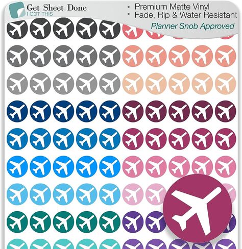 Trip Planner Sticker / 110 Vinyl Dot Stickers (1/3") / Vacation Travel Plane Airplane/Essential Productivity Life/Bullet Bujo Journal (One Sheet) in Saudi Arabia