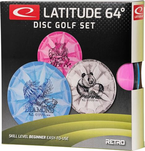 Latitude 64 Beginner Retro Burst Disc Golf Starter Set | Set Includes a Retro Ruby, Retro Pearl, and a Retro Diamond | Disc and Stamp Colors Will Vary (3 Discs) in Saudi Arabia