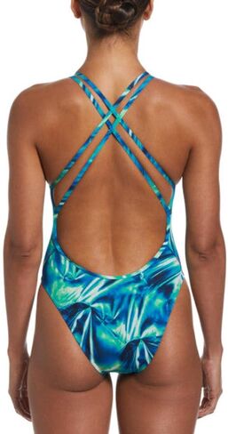 Nike Women's HydraStrong Solar Rise Fastback One Piece Swimsuit Blue Green, 28 in Saudi Arabia