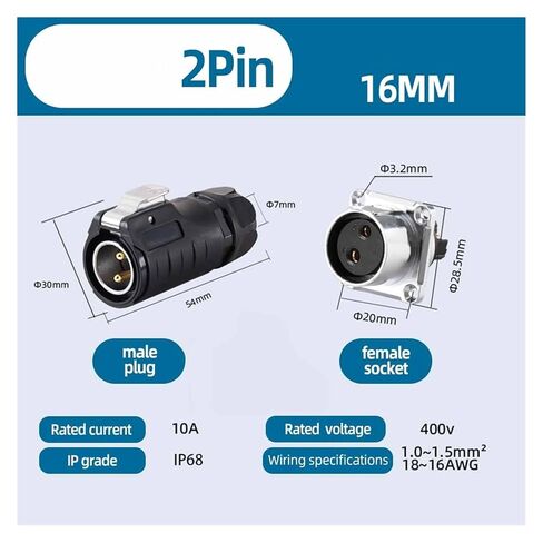 1Set LP16 2/3/4/5 pin Male and Female connectors(LP16 2Pin) in Saudi Arabia