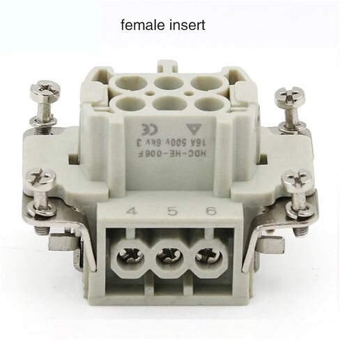 6 Pins Rectangular Heavy Duty Connector Butt Type He-06 Socket for Aerospace Industry 500V 16A 1Pcs in Saudi Arabia