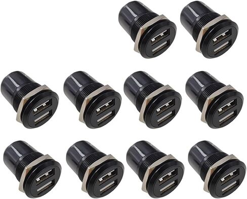 10PCS Panel Openings, 24 Metal Circular D-Shaped USB 2.0 3. Single Port Double Female Socket(2.0SR 10PCS) in Saudi Arabia