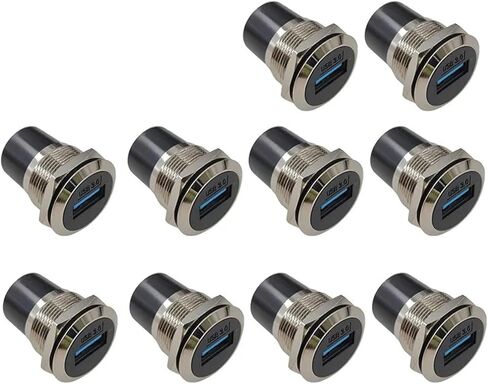 10 فتحات لوحة، 24 فتحة معدنية دائرية على شكل حرف D USB 2.0 3. مقبس أنثى مزدوج بمنفذ واحد (2.0SR 10 قطع) in Kuwait