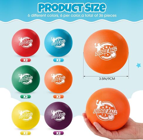 Jerify 12 Pcs Foam Dodgeball Set 3.5 Inch Soft Skin Playground Dodgeballs Bulk, Low Density Foam for Non Sting Dodgeball Sports Equipment for Kids and Adults in Saudi Arabia