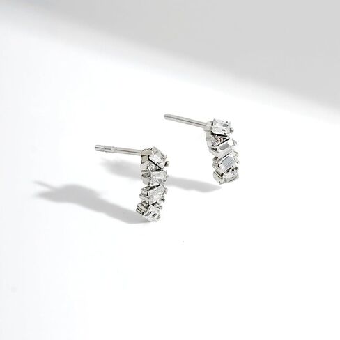 Amazon Essentials Brass Sliver Clear Stud Earrings in Saudi Arabia