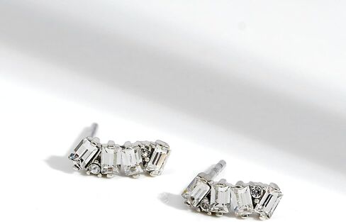 Amazon Essentials Brass Sliver Clear Stud Earrings in Saudi Arabia