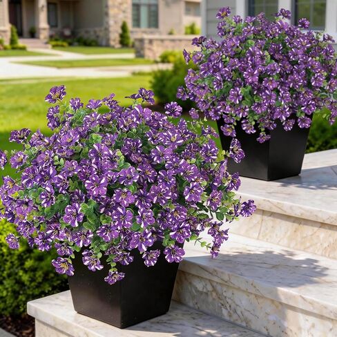 12 Bundles Artificial Morning Glory & Eucalyptus for Outdoor, Realistic Fake Silk Flower UV Resistant Faux Plant for Front Door Patio Garden Farmhouse Decor (Yellow) in Saudi Arabia