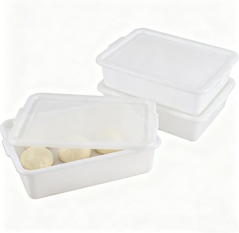 حاوية مقاومة عجينة البيتزا مع غطاء، صواني قابلة للتكديس خالية من مادة BPA مع أغطية، مثالية كصندوق مقاومة الخبز وحاوية عجين (3 عبوات) in Kuwait