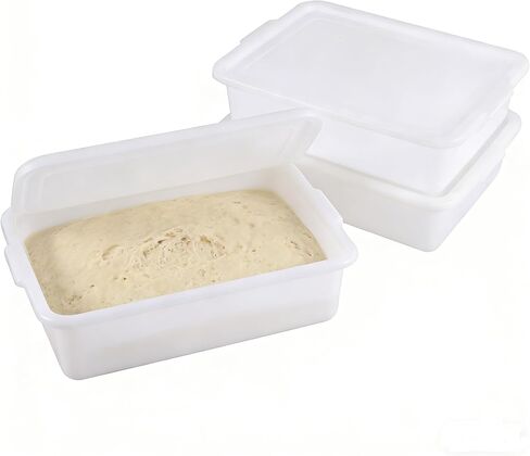 حاوية مقاومة عجينة البيتزا مع غطاء، صواني قابلة للتكديس خالية من مادة BPA مع أغطية، مثالية كصندوق مقاومة الخبز وحاوية عجين (3 عبوات) in Kuwait