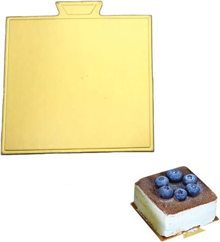 100 pcs 3.54"x3.54" Mini Cake Boards, Small Square Gold Mousse Cake Cardboard Set, Cupcake Base, Dessert Tray, Disposable Paper Coasters, for Wedding Party Pastry in Saudi Arabia