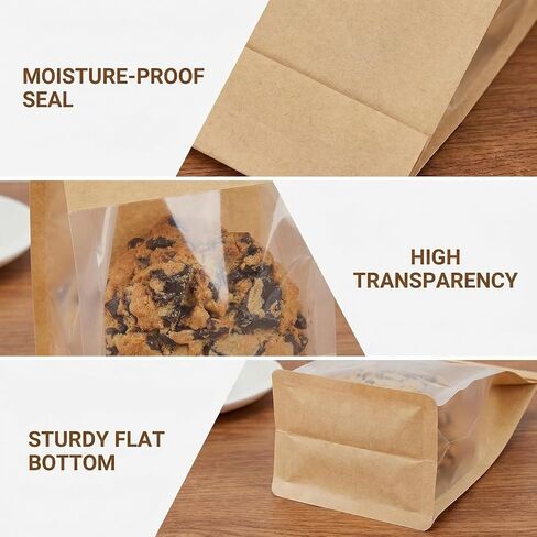 Bread Bags for Homemade Bread, 70 Pack 11 x 5.1 x 3.9 Inches Kraft Paper Bakery Bags with Tin Tie Tab Lock, Stand Up Bakery Bags for Homemade Bread, Pastries, Cookies & Snacks, Food Grade | Tin Tie Tab in Saudi Arabia