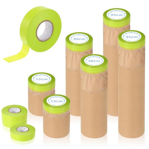 Pre Taped Masking Paper, 6 Rolls Paint Masking Paper with Masking-Tape for Painting Cars, Automotive Paint, Floor Protection, Wall Covering, Floor Protection, 50 Feet/Roll in Saudi Arabia