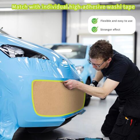 Pre Taped Masking Paper, 6 Rolls Paint Masking Paper with Masking-Tape for Painting Cars, Automotive Paint, Floor Protection, Wall Covering, Floor Protection, 50 Feet/Roll in Saudi Arabia