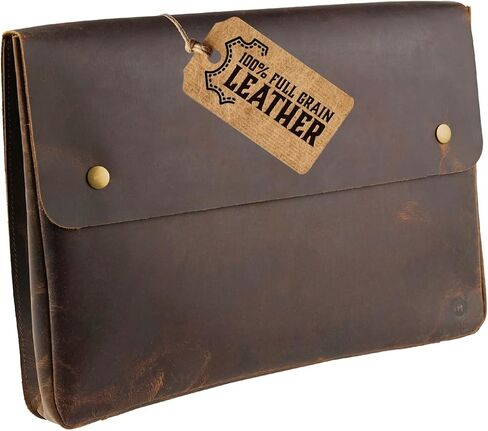 moonster Leather Folder, Full Grain Leather File Folder Organizer Document Holder, Leather Portfolio for Men –Spacious Leather Folio Laptop Sleeve Case - Fits 13" 14" 15" Laptops, MacBook and Tablets in Saudi Arabia