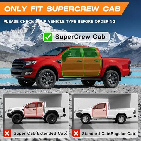 لوحات تشغيل SHYVU مقاس 4.3 بوصة متوافقة مع كابينة Ford F-150 SuperCrew 2015-2026 و2017-2025 Ford F250 F350 Super Duty Crew Cab، وقضبان Nerf للسكك الحديدية الجانبية in Kuwait