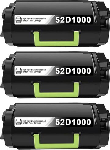 خرطوشة حبر سوداء عالية الإنتاجية 52D1000 (عبوة من قطعتين) بديلة لخرطوشة حبر Lexmark 52D1000 تعمل مع طابعة MS710 MS711 MS810 MS811 MS812 [6,500 صفحة/الحزمة] in Kuwait