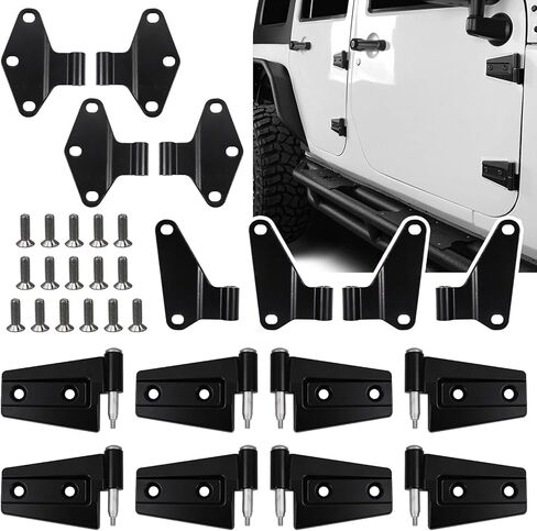 RULLINE 4 Door Hinge Assembly Kits Compatible with 2007-2018 Wrangler JK Interior & Exterior Door Hinge Set Compatible with 2007-2018 JK JKU Unlimited and Wrangler JK 16PCS with 36 Bolts in Saudi Arabia