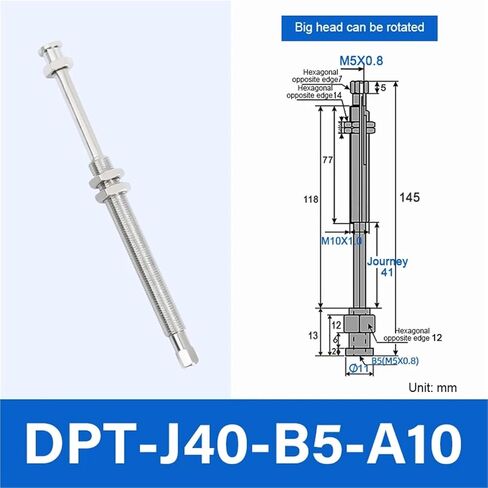 1pc DPT-J/K6/10/15/20/25/30/40/50/-B5-A8/10 Big Head Pneumatic Connecting Rod Fitting for Vacuum Suction Cup(DPT-J40-B5-A10) in Saudi Arabia