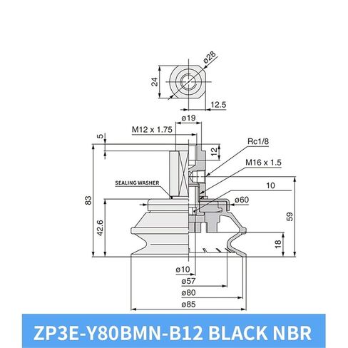 1Pcs ZP3E-Y32/50/100BMS White Silicone Heavy Duty Robot Pneumatic Parts Vacuum Sucker with Thread(ZP3E-Y32BMS-B8) in Saudi Arabia