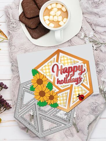 1Pc Geometric Background Cut Dies, Geometric Theme Carbon Steel Cutting Dies Stencils for DIY Scrapbooking Journal Photo Album Decorative Embossing Paper Card Crafts Supply, 150x110x0.8mm in Saudi Arabia