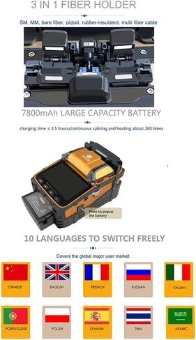 AI-9 6 Motors Fiber Optic Fusion Splicer 3 in 1 Fiber Support Bulit in Optical Power Meter and VFL in Saudi Arabia