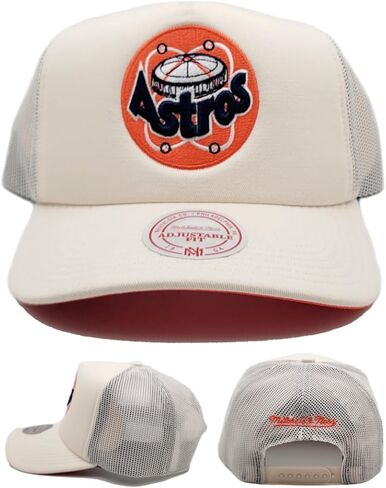 قبعة Mitchel & Ness Houston Astros Cooperstown MLB Evergreen Trucker Snapback - أبيض فاتح in Kuwait