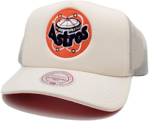 قبعة Mitchel & Ness Houston Astros Cooperstown MLB Evergreen Trucker Snapback - أبيض فاتح in Kuwait