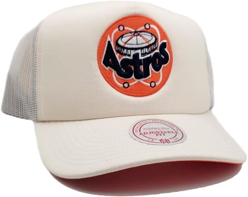 قبعة Mitchel & Ness Houston Astros Cooperstown MLB Evergreen Trucker Snapback - أبيض فاتح in Kuwait