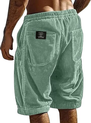 Beach Shorts for Men Elastic Waist Drawstring Corduroy Shorts Baggy Casual Lightweight Summer Sweat Short in Saudi Arabia