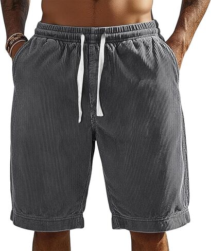 Beach Shorts for Men Elastic Waist Drawstring Corduroy Shorts Baggy Casual Lightweight Summer Sweat Short in Saudi Arabia