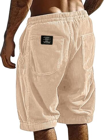 Beach Shorts for Men Elastic Waist Drawstring Corduroy Shorts Baggy Casual Lightweight Summer Sweat Short in Saudi Arabia