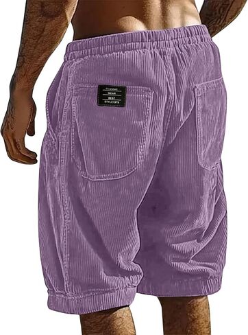 Beach Shorts for Men Elastic Waist Drawstring Corduroy Shorts Baggy Casual Lightweight Summer Sweat Short in Saudi Arabia