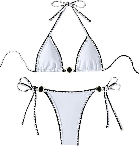Women's Sexy String Bikini Set Triangle Halter Side Tie Thong Swimsuit 2 Piece Bathing Suits in Saudi Arabia